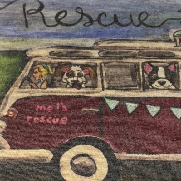Luckybird Clothing Short Sleeve Gray/Blue Pet Rescue Mel’s Rescue T-Shirt Lg WMN - Picture 3 of 10